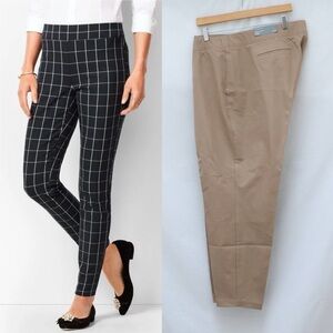 Talbots Plus Size Pull-On Skinny Ankle Pants 24W Sand NWT new stretch beige tan